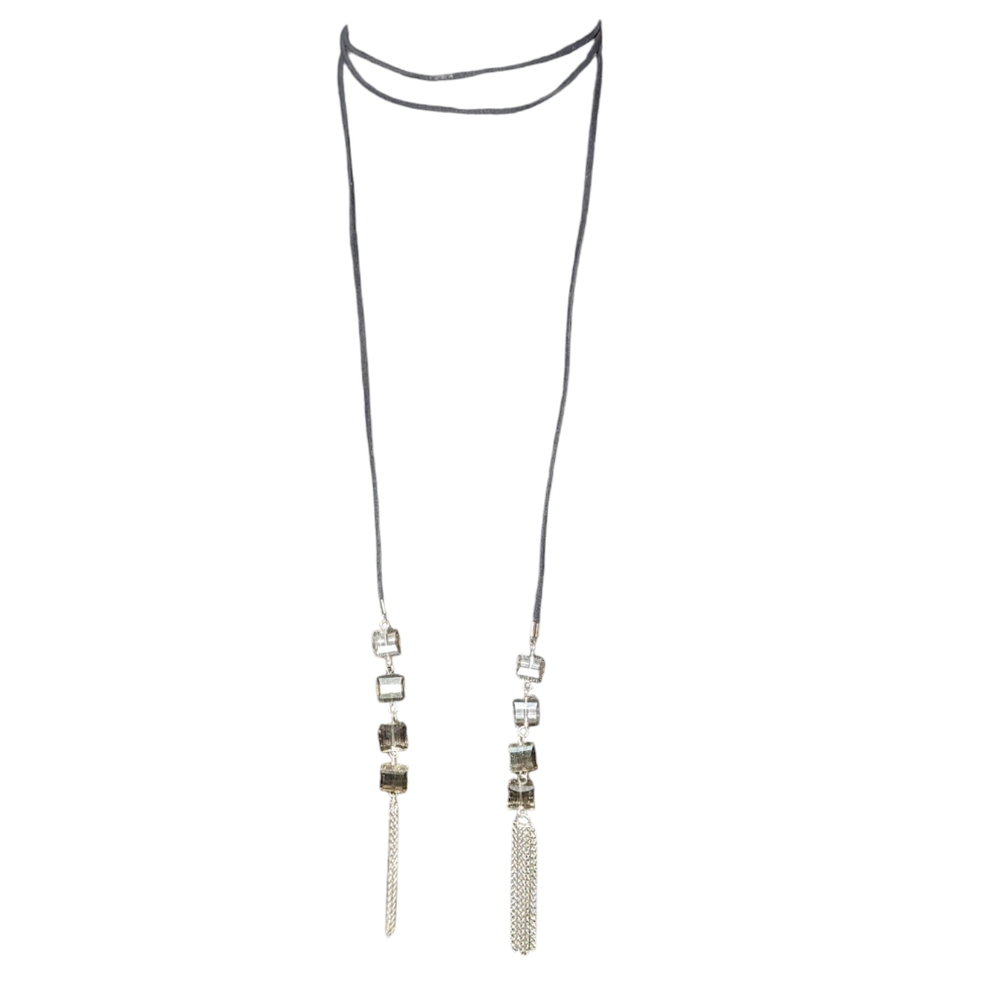 Black and silver wrap around necklace